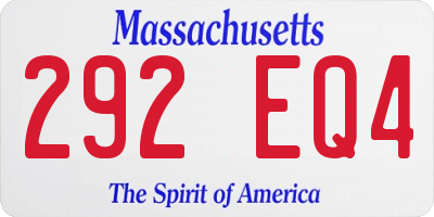 MA license plate 292EQ4