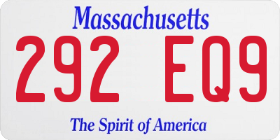 MA license plate 292EQ9