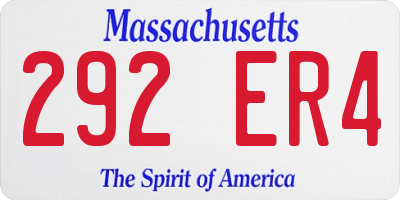 MA license plate 292ER4