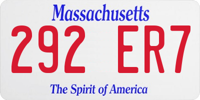MA license plate 292ER7
