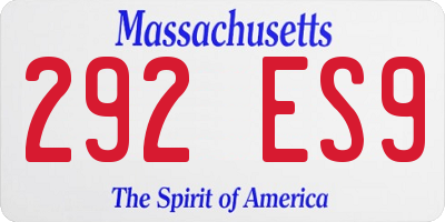 MA license plate 292ES9
