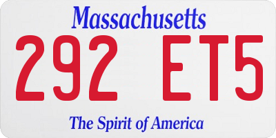 MA license plate 292ET5