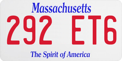 MA license plate 292ET6