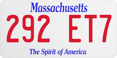 MA license plate 292ET7