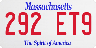 MA license plate 292ET9