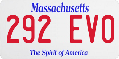 MA license plate 292EV0