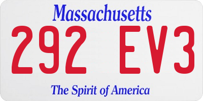 MA license plate 292EV3