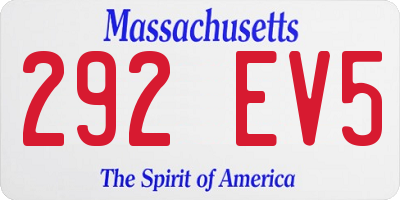 MA license plate 292EV5