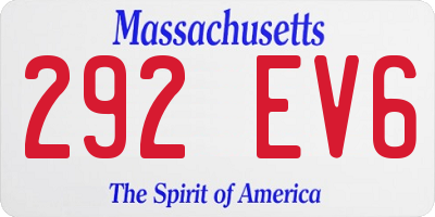 MA license plate 292EV6