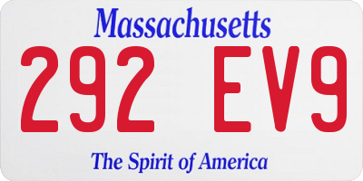 MA license plate 292EV9