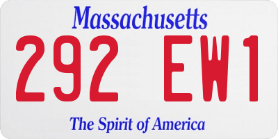 MA license plate 292EW1