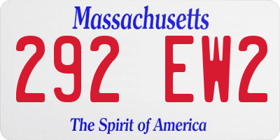 MA license plate 292EW2