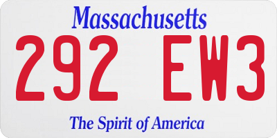 MA license plate 292EW3