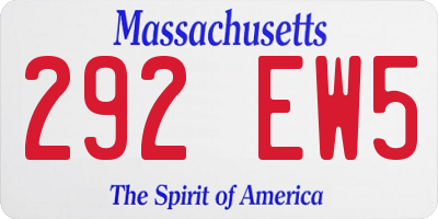 MA license plate 292EW5
