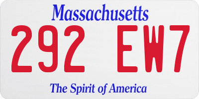 MA license plate 292EW7