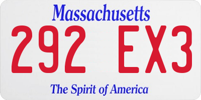 MA license plate 292EX3