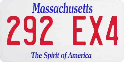 MA license plate 292EX4