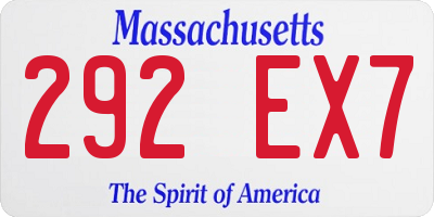 MA license plate 292EX7