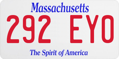 MA license plate 292EY0