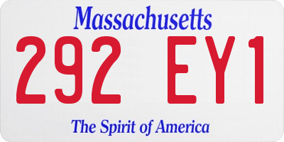 MA license plate 292EY1