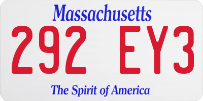 MA license plate 292EY3