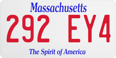 MA license plate 292EY4