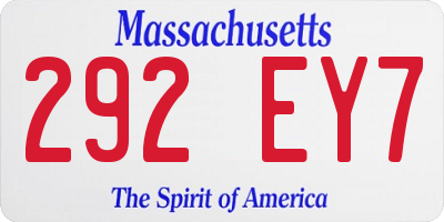 MA license plate 292EY7
