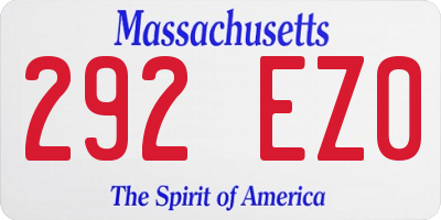MA license plate 292EZ0