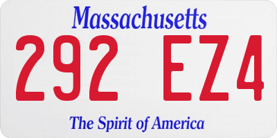 MA license plate 292EZ4