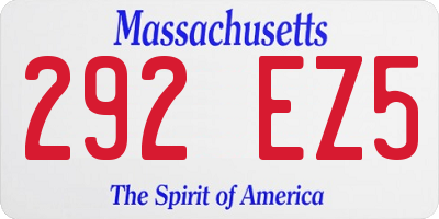 MA license plate 292EZ5
