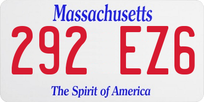 MA license plate 292EZ6