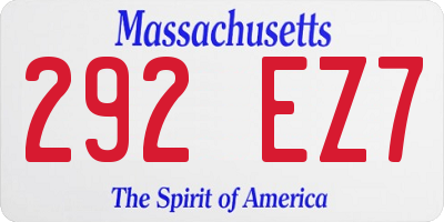 MA license plate 292EZ7