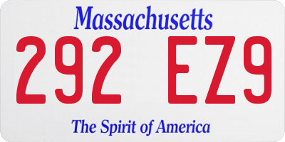 MA license plate 292EZ9