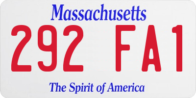 MA license plate 292FA1