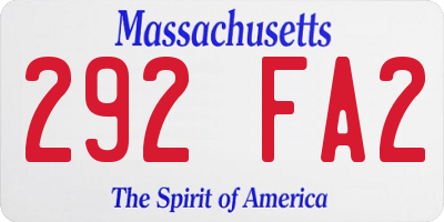 MA license plate 292FA2