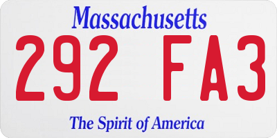 MA license plate 292FA3