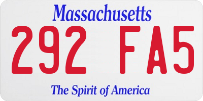 MA license plate 292FA5