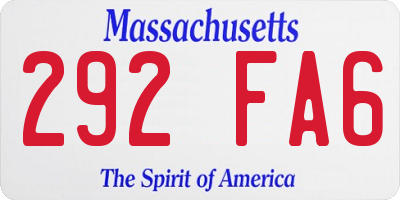 MA license plate 292FA6