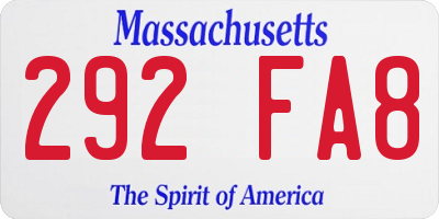 MA license plate 292FA8