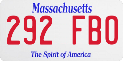 MA license plate 292FB0