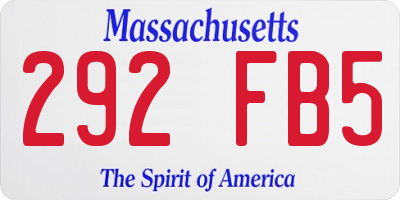 MA license plate 292FB5