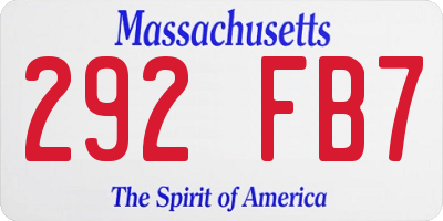 MA license plate 292FB7