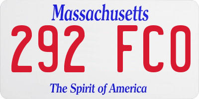 MA license plate 292FC0