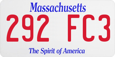 MA license plate 292FC3