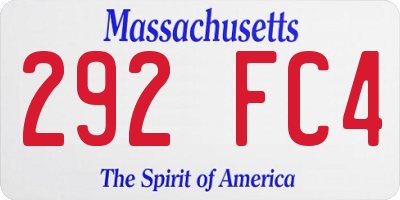 MA license plate 292FC4
