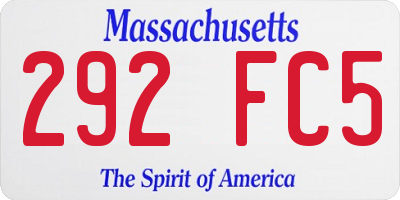 MA license plate 292FC5