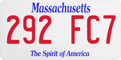 MA license plate 292FC7