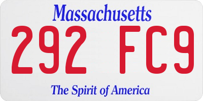 MA license plate 292FC9