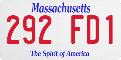 MA license plate 292FD1