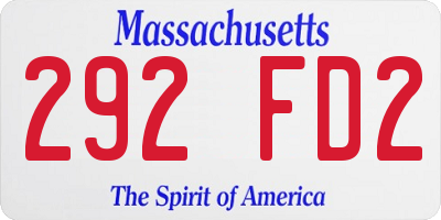 MA license plate 292FD2